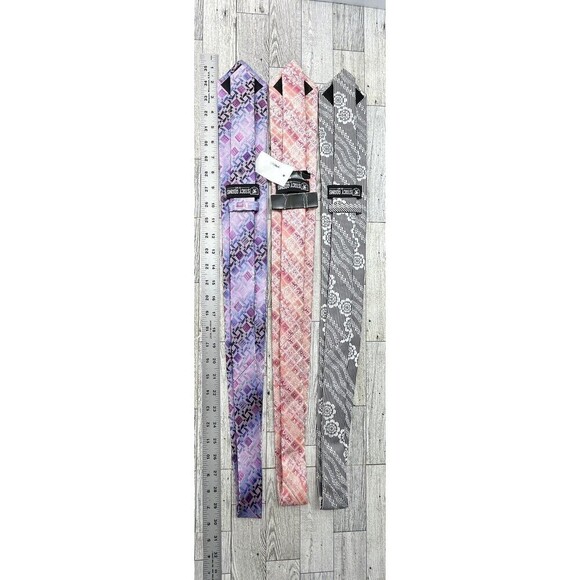 Mens Neck Tie Lot Of 3 Neckties Purple Peach Gray Stacey Adams Spring/Summer - Picture 8 of 8